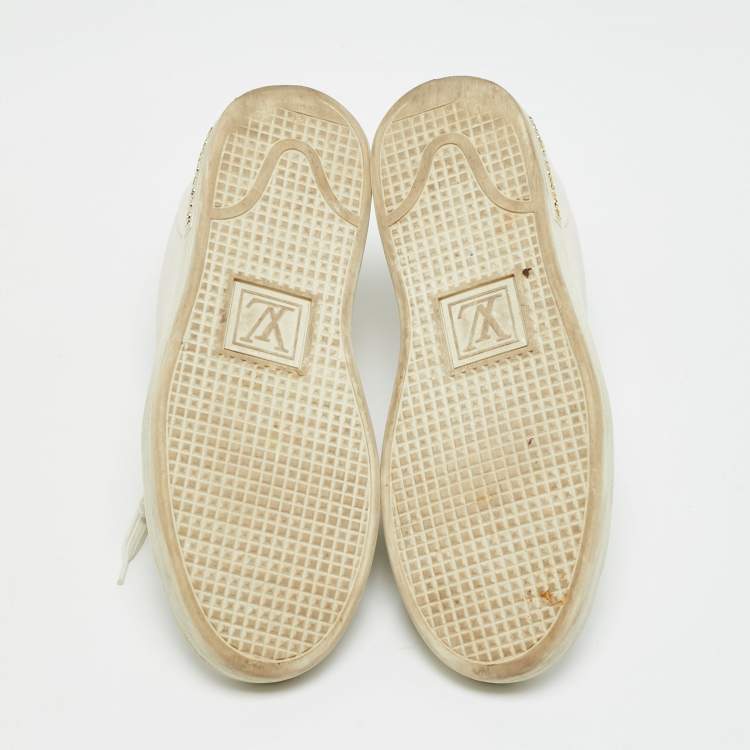 Pre Owned Louis Vuitton White Leather Frontrow Lace Up Sneakers Size 36