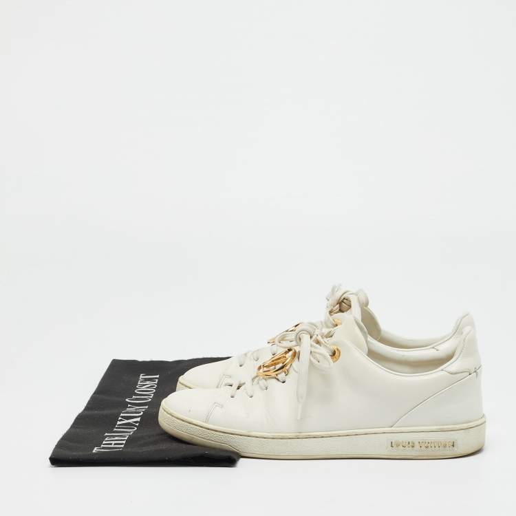 Pre Owned Louis Vuitton White Leather Frontrow Lace Up Sneakers Size 36
