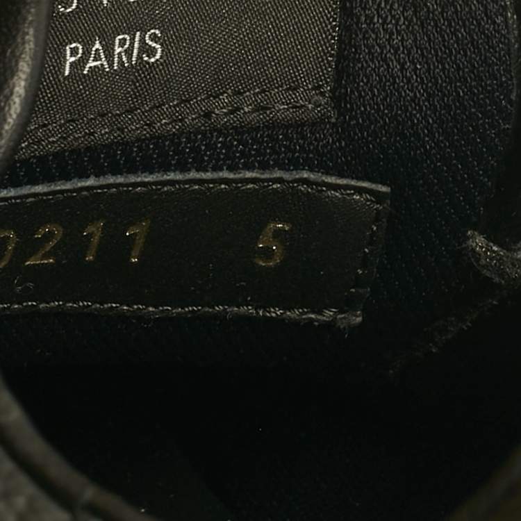 Pre Owned Louis Vuitton Grey/Black Monogram Canvas and Leather Rivoli Lace Up Sneakers  Size 39