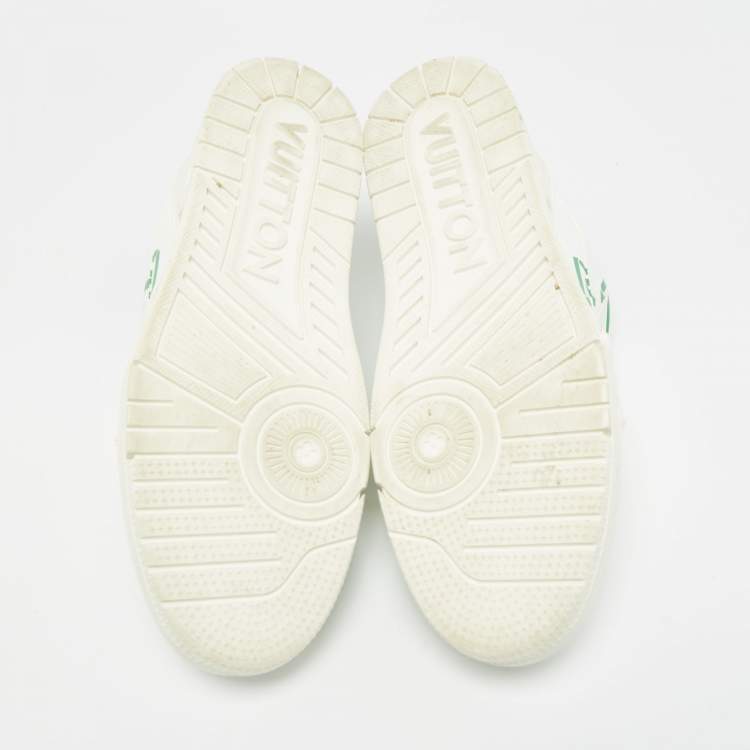 Pre Owned Louis Vuitton Green/White Leather LV Trainer Low Top Sneakers Size 43