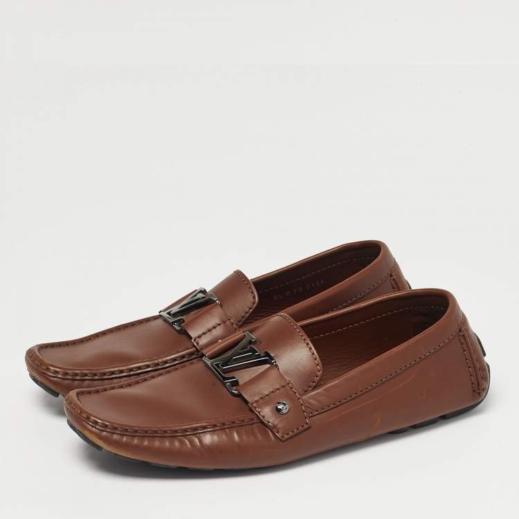 Pre Owned Louis Vuitton Brown Leather Monte Carlo Loafers Size 42.5