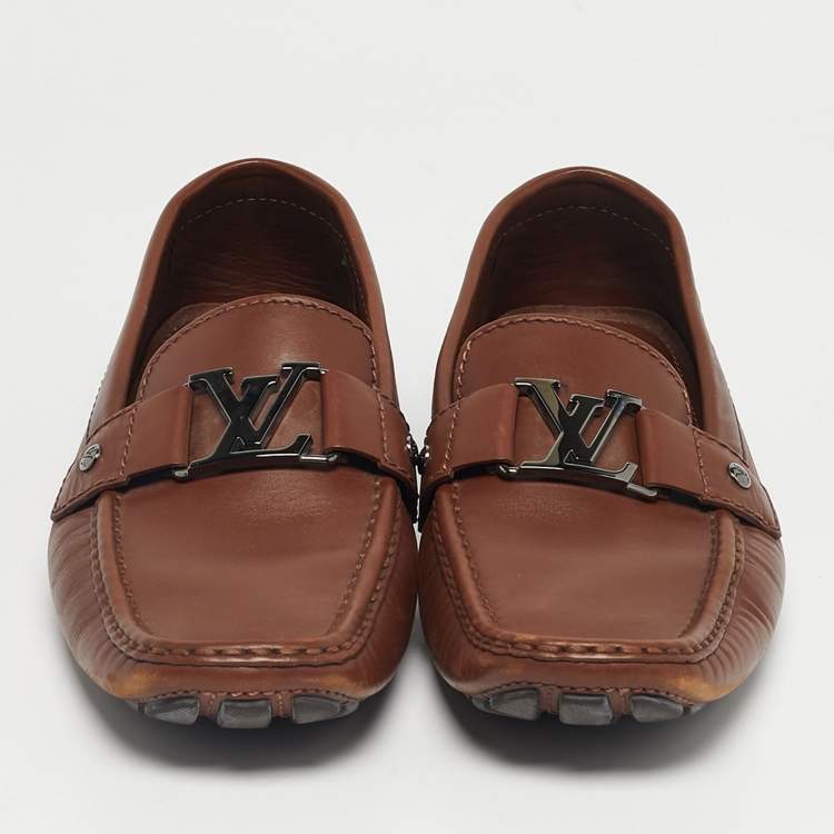 Pre Owned Louis Vuitton Brown Leather Monte Carlo Loafers Size 42.5