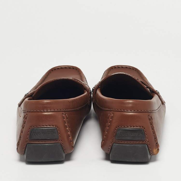 Pre Owned Louis Vuitton Brown Leather Monte Carlo Loafers Size 42.5