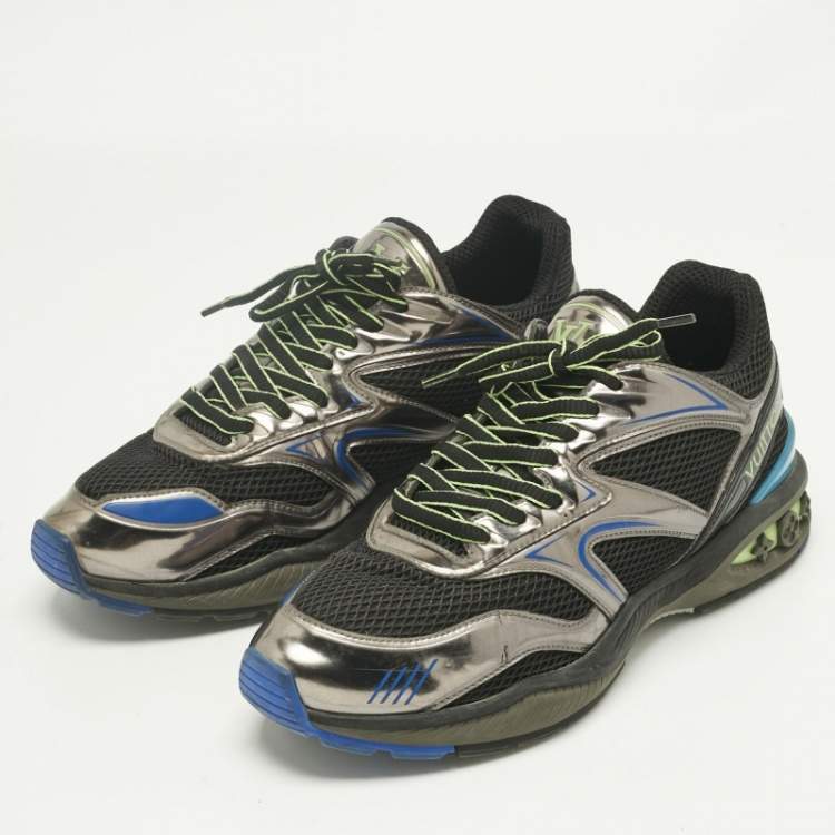 Pre Owned Louis Vuitton Tricolor Mesh and Patent Leather lv trail Lace Up Sneakers Size 42