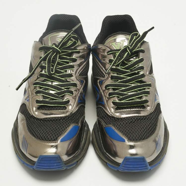 Pre Owned Louis Vuitton Tricolor Mesh and Patent Leather lv trail Lace Up Sneakers Size 42