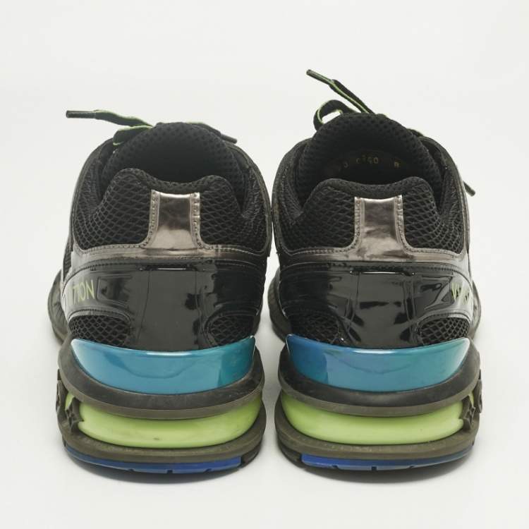 Pre Owned Louis Vuitton Tricolor Mesh and Patent Leather lv trail Lace Up Sneakers Size 42