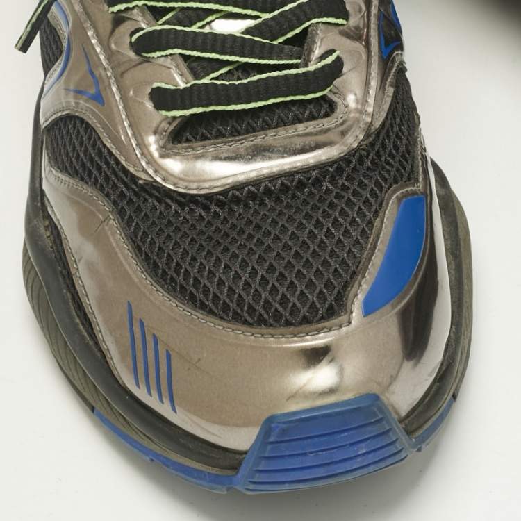 Pre Owned Louis Vuitton Tricolor Mesh and Patent Leather lv trail Lace Up Sneakers Size 42