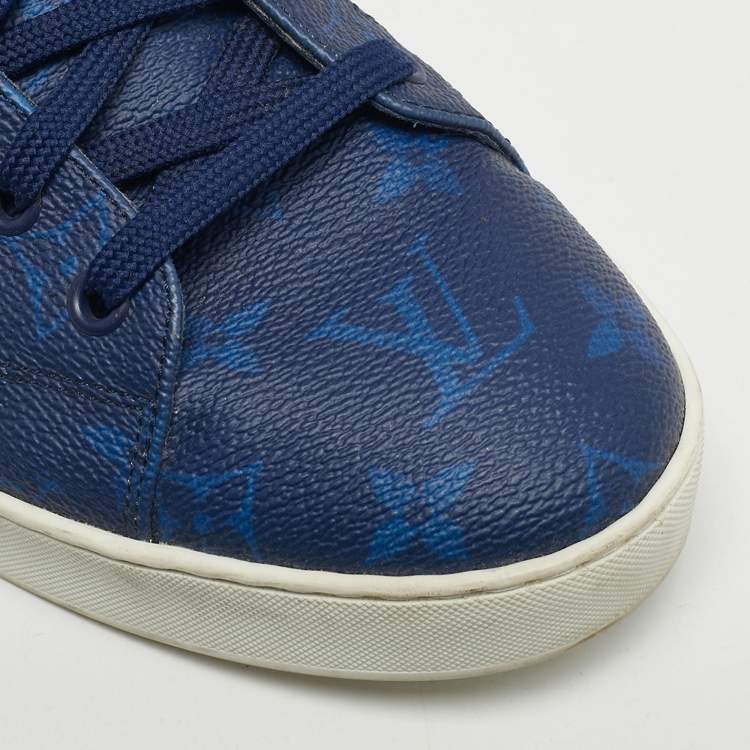 Pre Owned Louis Vuitton Blue/Brown Monogram Canvas Match Up High Top Sneakers Size 41