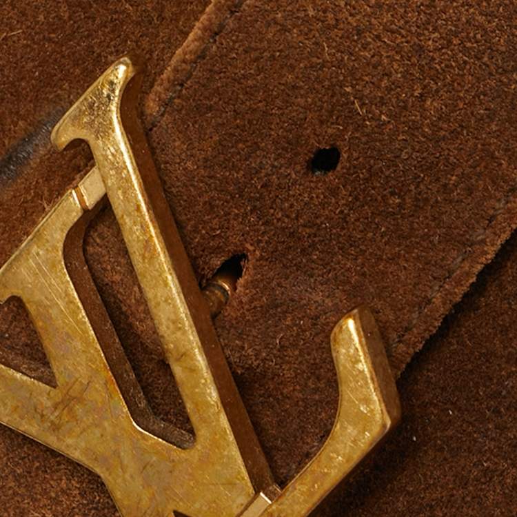 مملوكة مسبقًا Louis Vuitton Brown Suede Shearling Fur Easy Mules Size 42