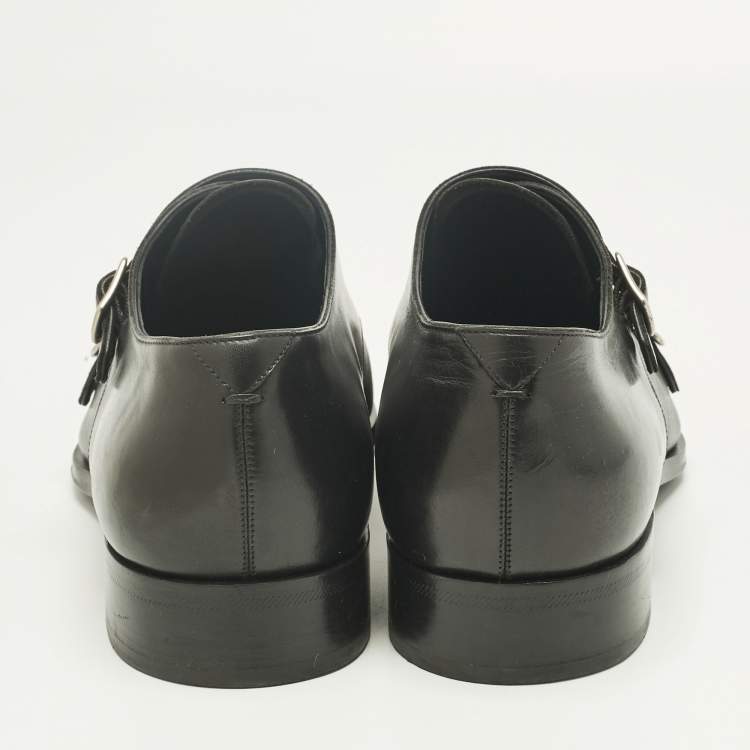 Pre Owned Louis Vuitton Black Epi Leather Double Buckle Monk Strap Size 43