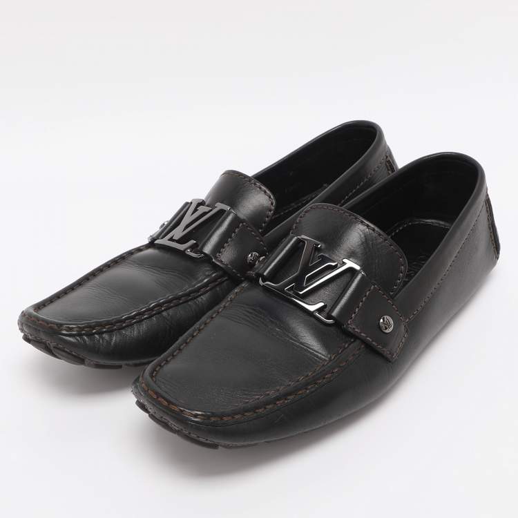 Pre Owned Louis Vuitton Black Leather Monte Carlo Loafers Size 41