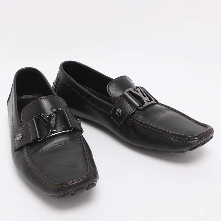Pre Owned Louis Vuitton Black Leather Monte Carlo Loafers Size 41
