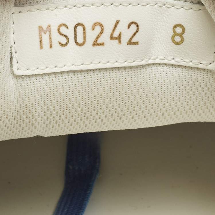 Pre Owned Louis Vuitton Richelieu LV Ollie Size 42 Navy Blue Canvas and Suede Lace Up Sneakers