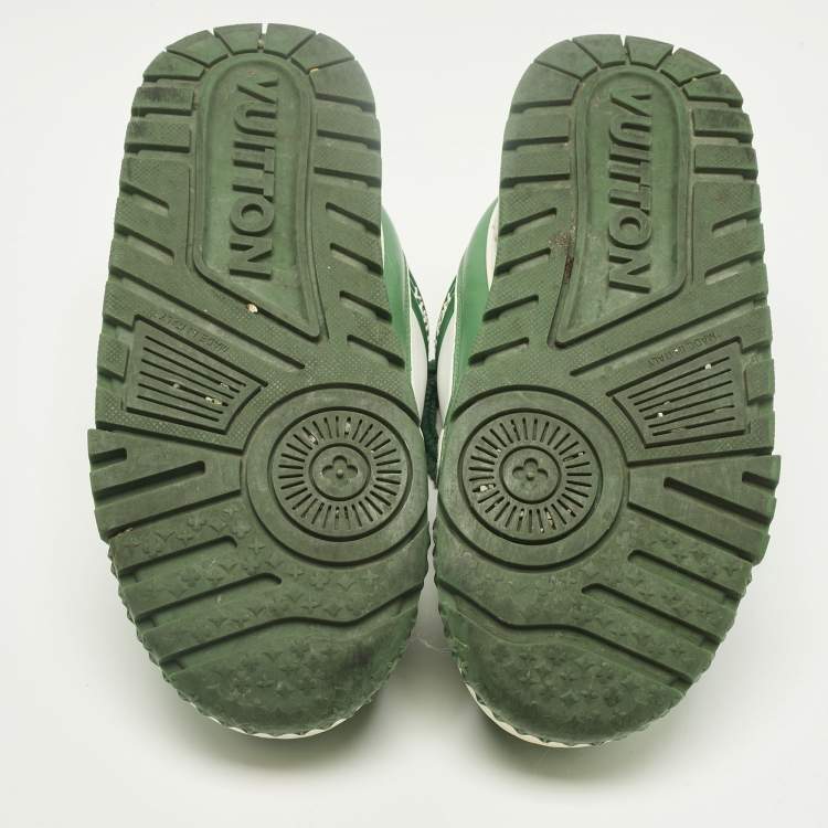 Pre Owned Louis Vuitton LV Trainer Maxi Size 40 Green/White Fabric and Leather Lace Up Sneakers