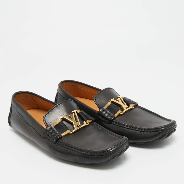 Pre Owned Louis Vuitton Monte Carlo Size 42 Black Leather Loafers