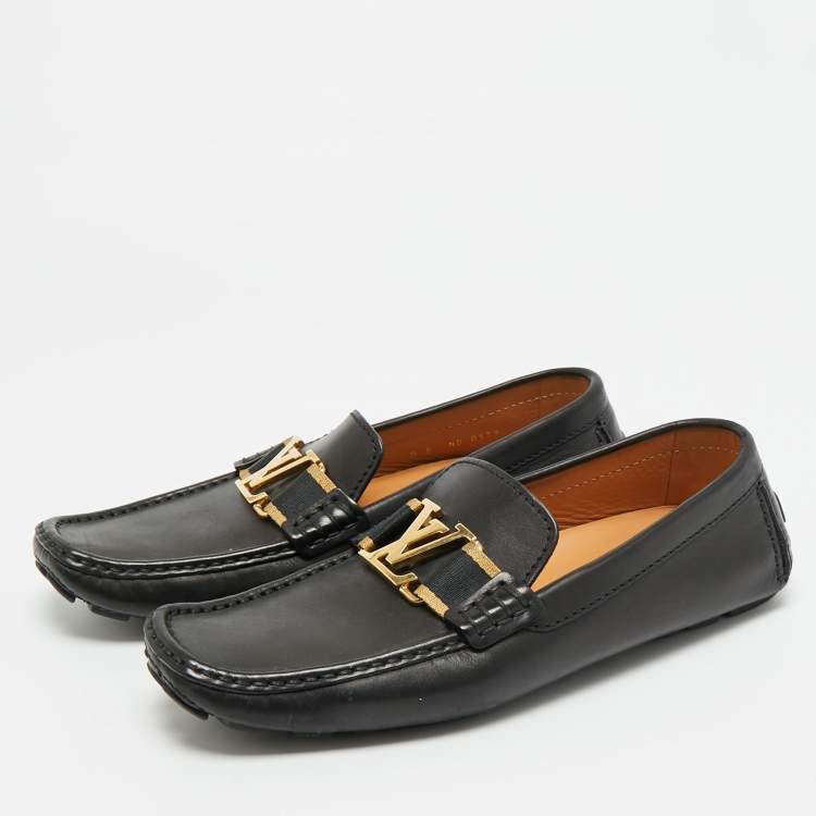 Pre Owned Louis Vuitton Monte Carlo Size 42 Black Leather Loafers