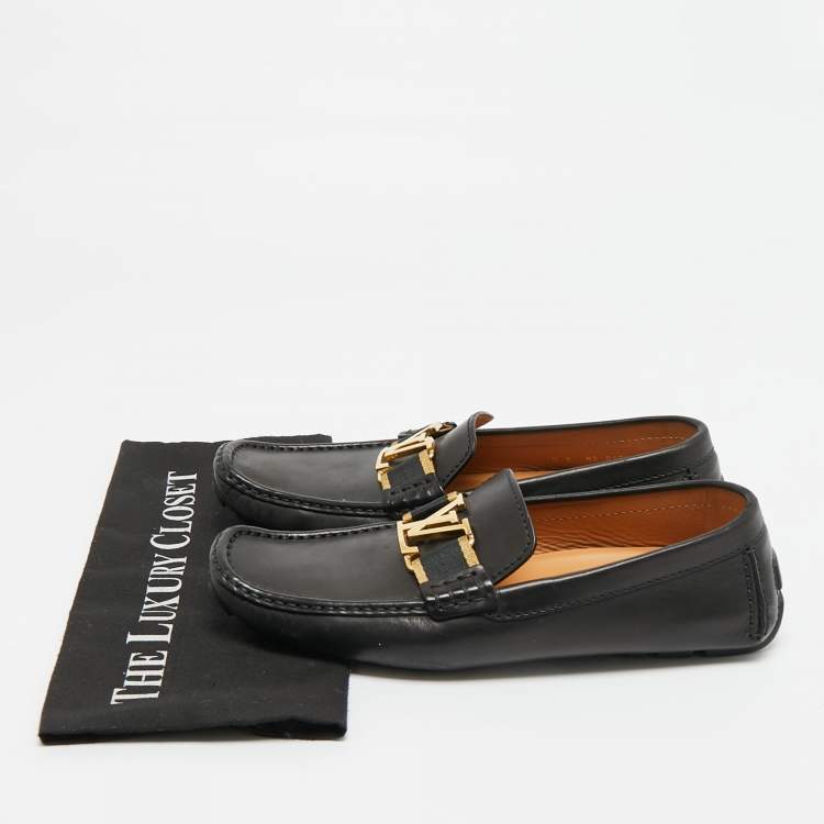 Pre Owned Louis Vuitton Monte Carlo Size 42 Black Leather Loafers