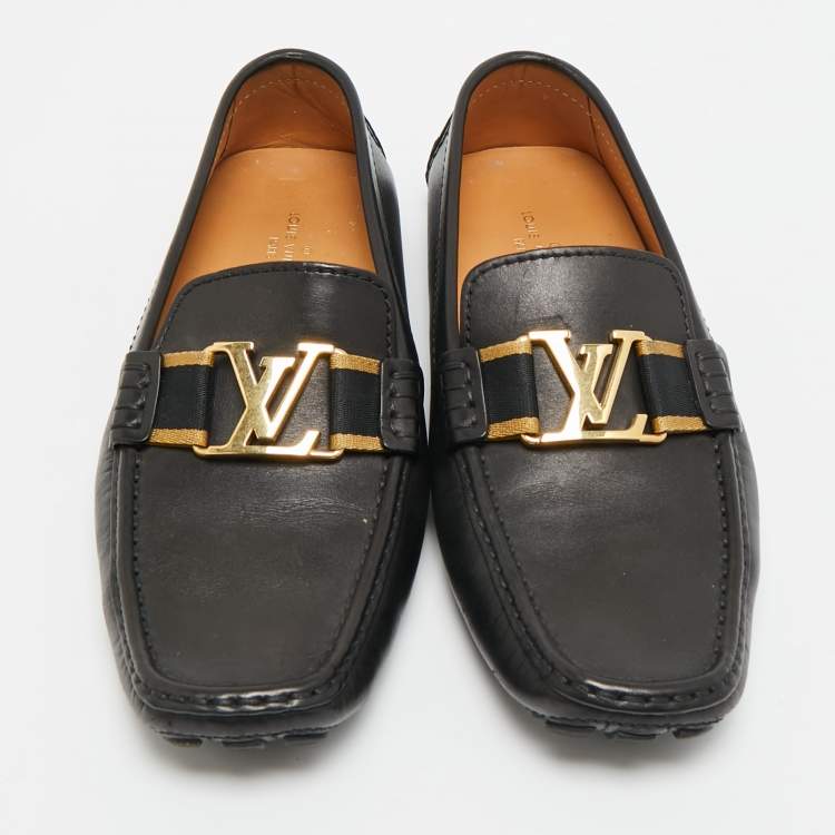 Pre Owned Louis Vuitton Monte Carlo Size 42 Black Leather Loafers