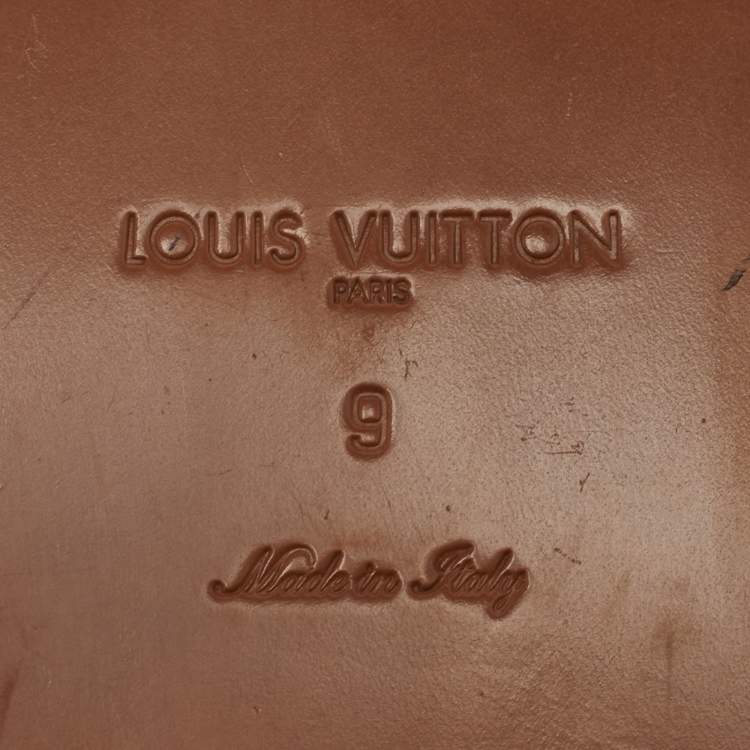 Pre Owned Louis Vuitton Size 43 Black Leather Damier Thong Flat Slides