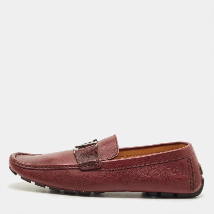 Pre Owned Louis Vuitton Monte Carlo Size 42 Burgundy Leather Loafers