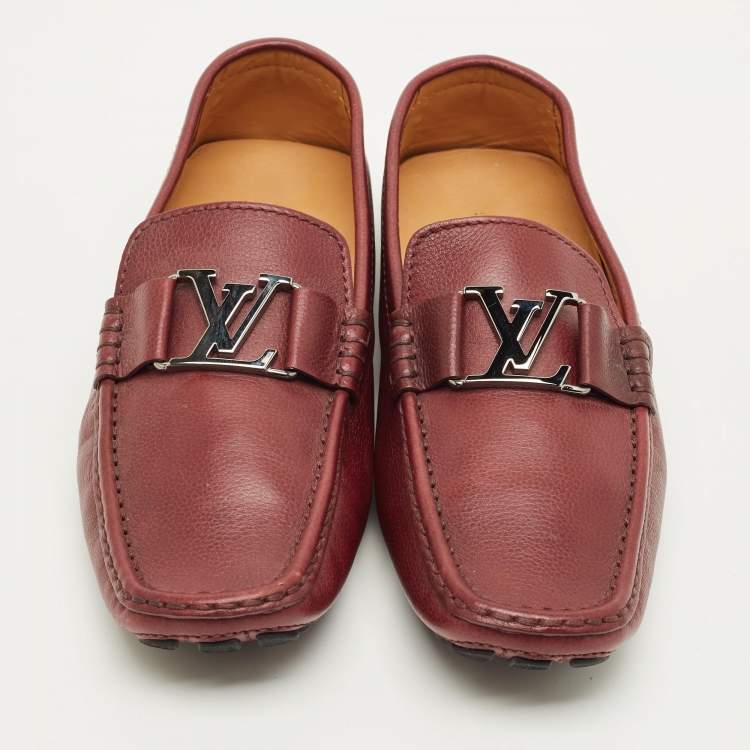 Pre Owned Louis Vuitton Monte Carlo Size 42 Burgundy Leather Loafers