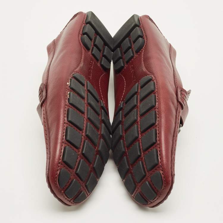 Pre Owned Louis Vuitton Monte Carlo Size 42 Burgundy Leather Loafers