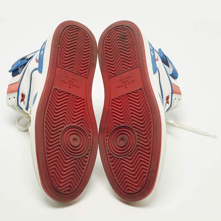 Pre Owned Louis Vuitton Rivoli Size 42 White/Blue Leather High Top Sneakers