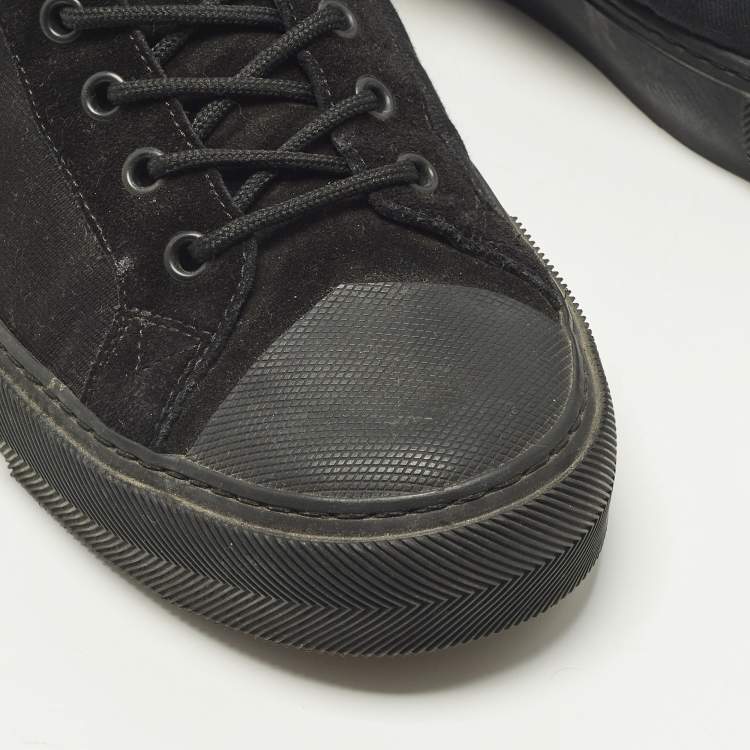 Pre Owned Louis Vuitton Tattoo Size 43 Black Canvas and Suede High Top Sneakers