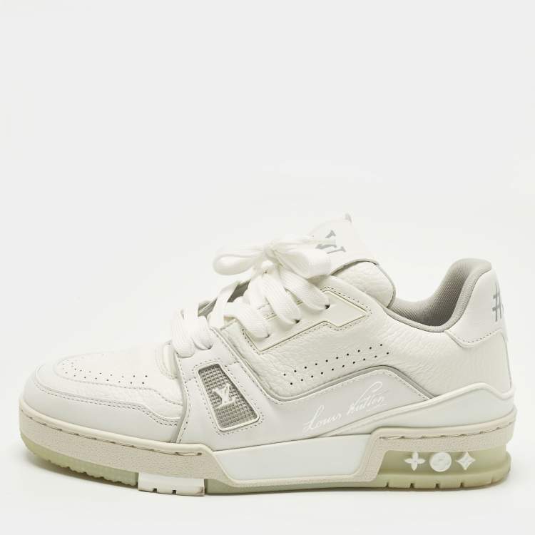 Pre Owned Louis Vuitton LV Trainer Size 35 White Leather Lace Up Sneakers