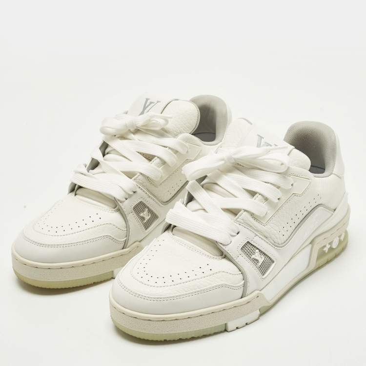 Pre Owned Louis Vuitton LV Trainer Size 35 White Leather Lace Up Sneakers