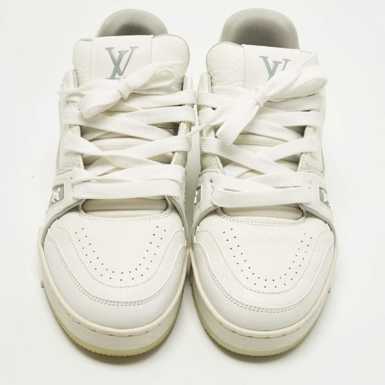 Pre Owned Louis Vuitton LV Trainer Size 35 White Leather Lace Up Sneakers