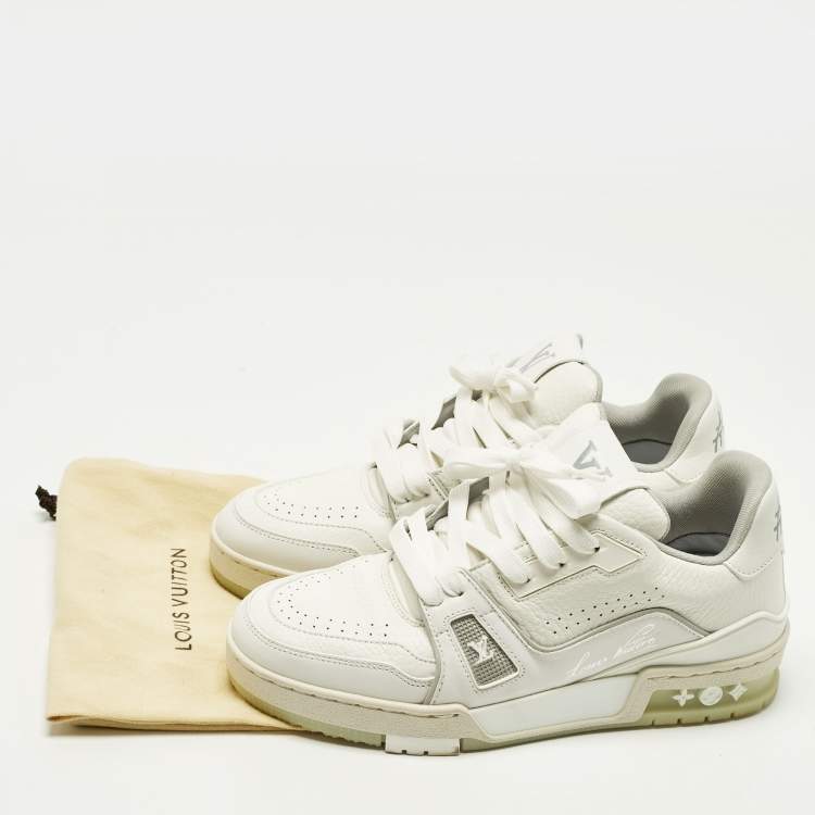 Pre Owned Louis Vuitton LV Trainer Size 35 White Leather Lace Up Sneakers