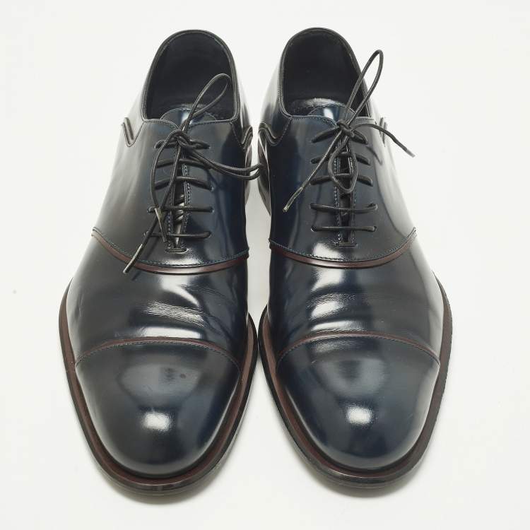 Pre Owned  حذاء أوكسفورد لوي فيتون برباط دامييه أسود منقوش مقاس 42