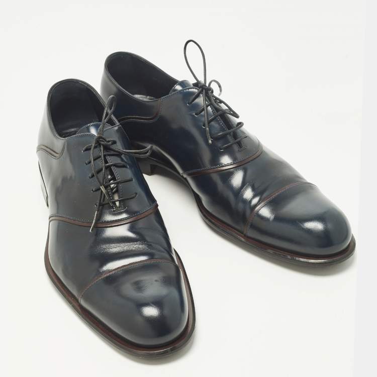 Pre Owned حذاء أوكسفورد لوي فيتون برباط دامييه أسود منقوش مقاس 42