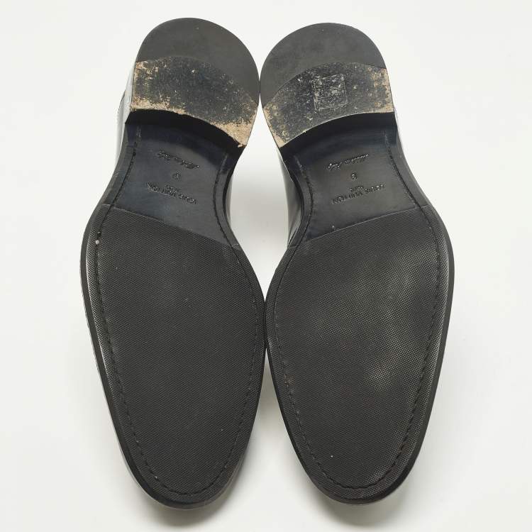 Pre Owned حذاء أوكسفورد لوي فيتون برباط دامييه أسود منقوش مقاس 42