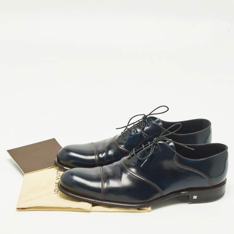 Pre Owned حذاء أوكسفورد لوي فيتون برباط دامييه أسود منقوش مقاس 42