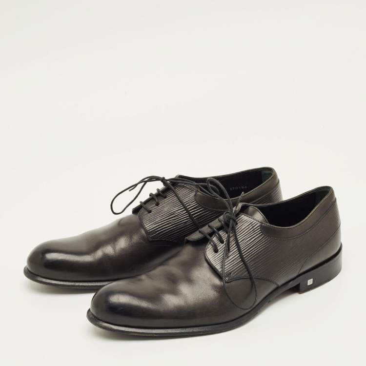 Pre Owned Louis Vuitton Size 41 Black Epi Leather and Leather Lace Up Derby