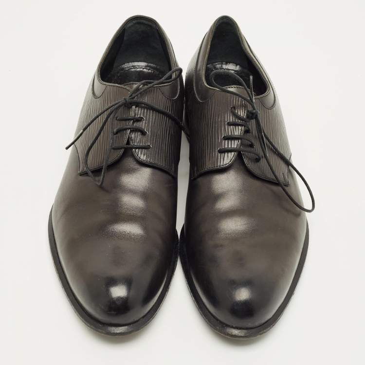 Pre Owned Louis Vuitton Size 41 Black Epi Leather and Leather Lace Up Derby