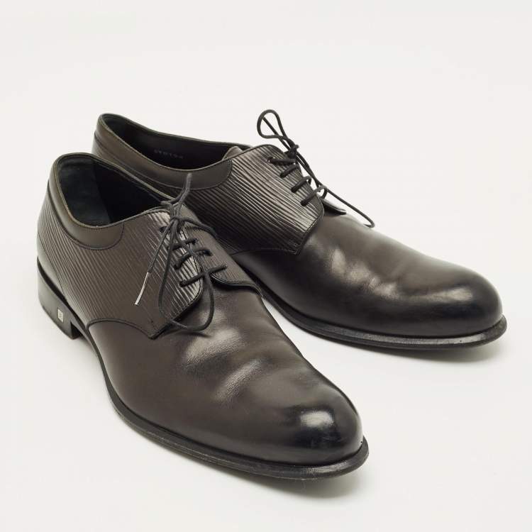 Pre Owned Louis Vuitton Size 41 Black Epi Leather and Leather Lace Up Derby