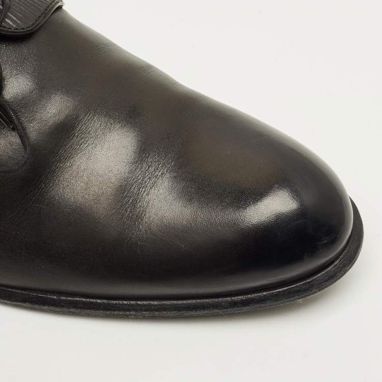 Pre Owned Louis Vuitton Size 41 Black Epi Leather and Leather Lace Up Derby