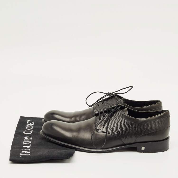 Pre Owned Louis Vuitton Size 41 Black Epi Leather and Leather Lace Up Derby