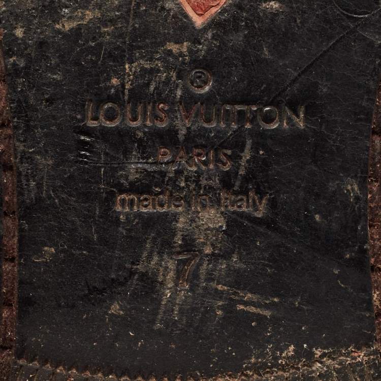 Pre Owned Louis Vuitton Size 41 Brown Croc Embossed Leather Oxfords