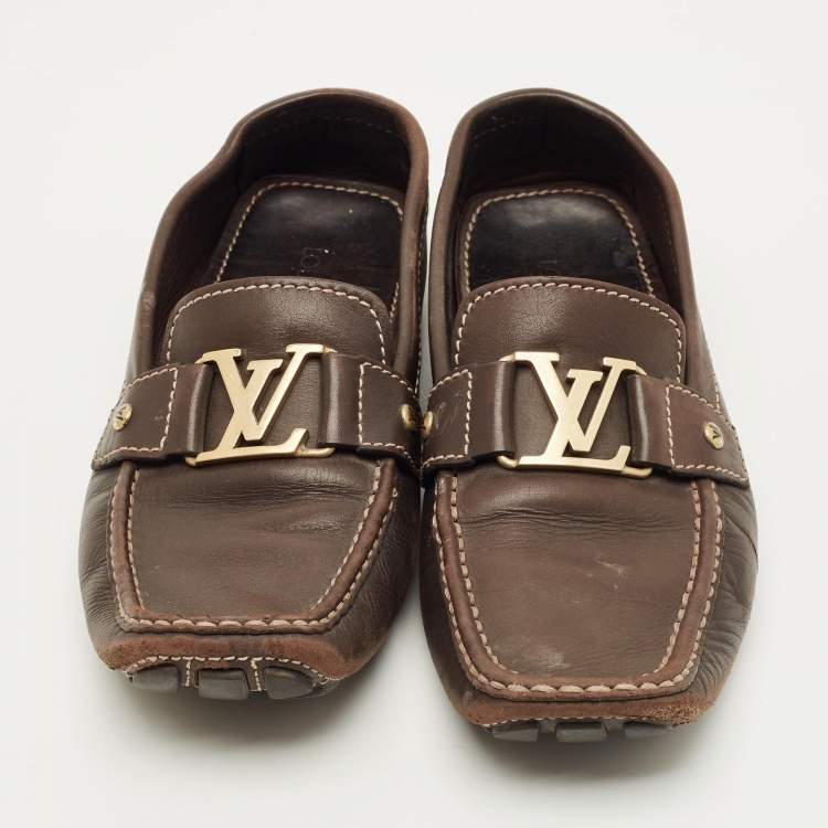 Pre Owned Louis Vuitton Monte Carlo Size 43 Brown Leather Loafers