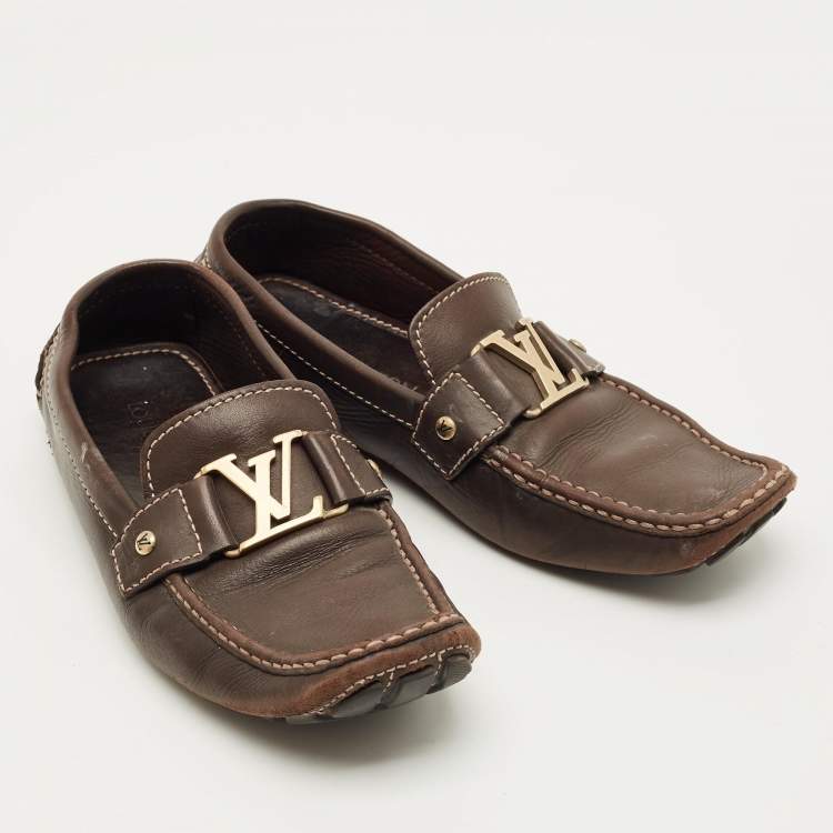 Pre Owned Louis Vuitton Monte Carlo Size 43 Brown Leather Loafers
