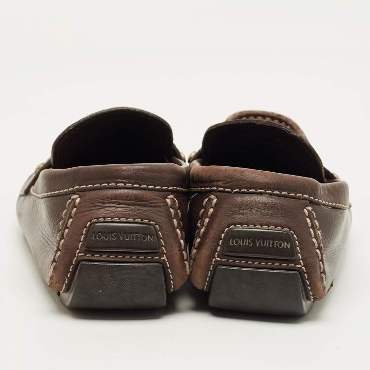 Pre Owned Louis Vuitton Monte Carlo Size 43 Brown Leather Loafers