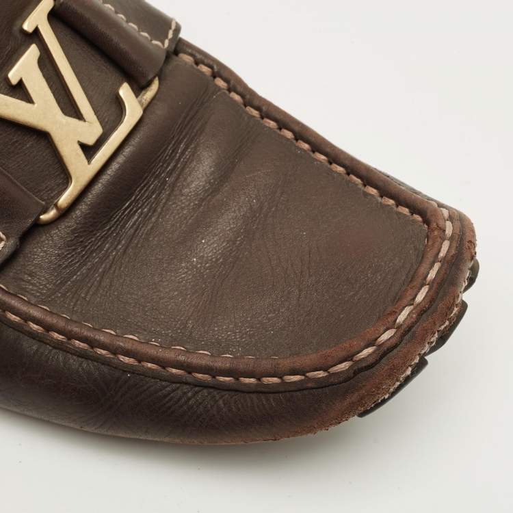 Pre Owned Louis Vuitton Monte Carlo Size 43 Brown Leather Loafers