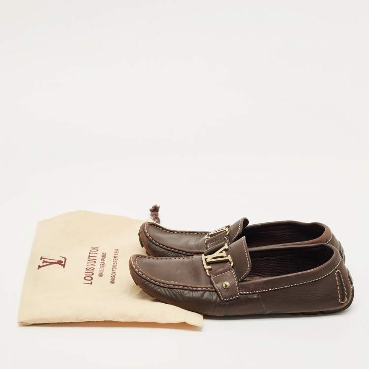 Pre Owned Louis Vuitton Monte Carlo Size 43 Brown Leather Loafers