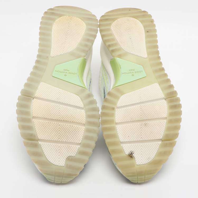 Pre Owned Louis Vuitton VNR Size 41 Green Knit Fabric Low Top Sneakers