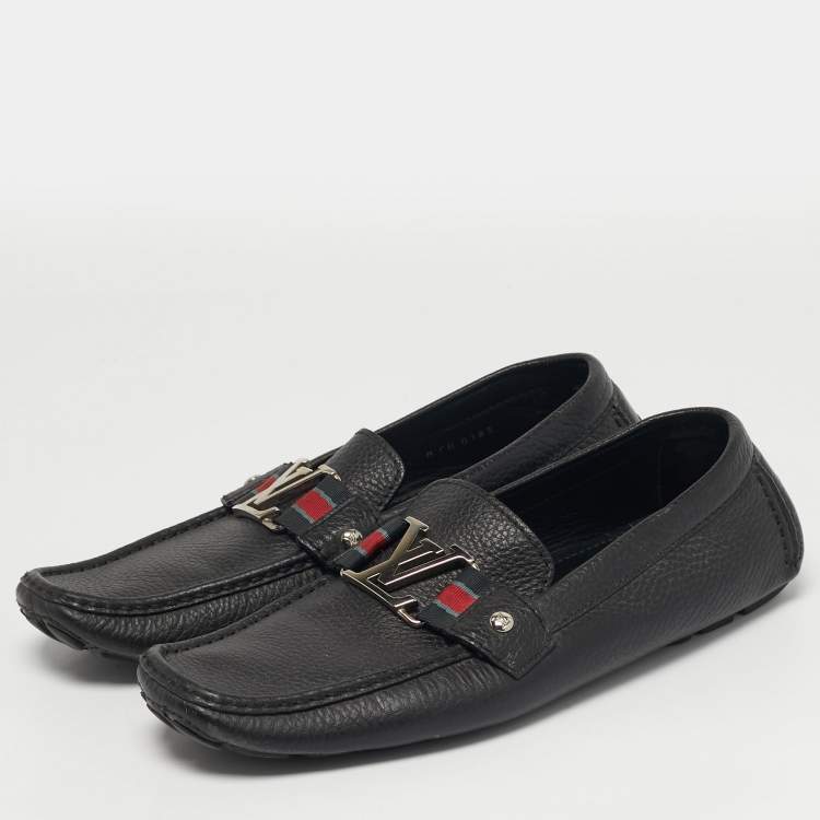 Pre Owned Louis Vuitton Monte Carlo Size 42 Black Leather Loafers