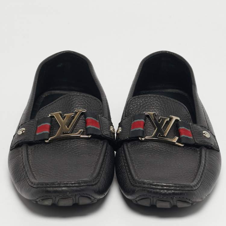 Pre Owned Louis Vuitton Monte Carlo Size 42 Black Leather Loafers
